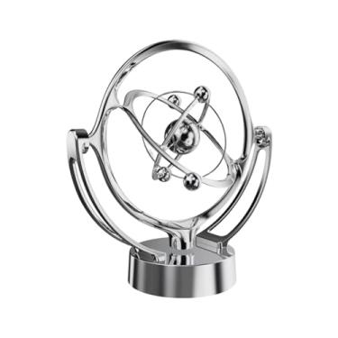 Imagem de Fenteer Máquina de brinquedo de mesa com movimento, bolas de balanço, brinquedo de aprendizagem, decoração, escultura de equilíbrio para mesa central, suporte, Prata