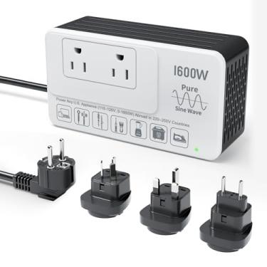 Imagem de Bonazza Conversor De Voltagem Redutor 1600 W 220 V Para 110 V, Onda Senoidal Pura, Funciona Com Todos Os Aparelhos Dos Eua No Exterior, Sem Limitações, Proteção Contra Surtos, Plug & Play, Inclui Ad