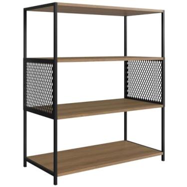 Imagem de PLACA&PONTO Estante Industrial Média P1024 1 Prateleira Rústica 38.5 cm x 38 cm x 93 cm MDP, Metálico