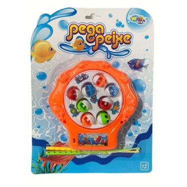 Imagem de Jogo Pega Peixe Com Varinha Pescaria Infantil Laranja- WellKids