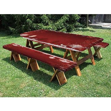 Imagem de Toalha de mesa de Natal, conjunto de 3 peças, estampa de estilo natalino, para uso ao ar livre, parque, terraço, 81 x 182 cm