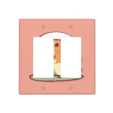 Imagem de Placa de parede 2 placas de interruptor de guiné animal da índia olhando no espelho, placas de parede decorativas, capa de tomada elétrica para sala de estar, interruptor de luz, interruptor, placas