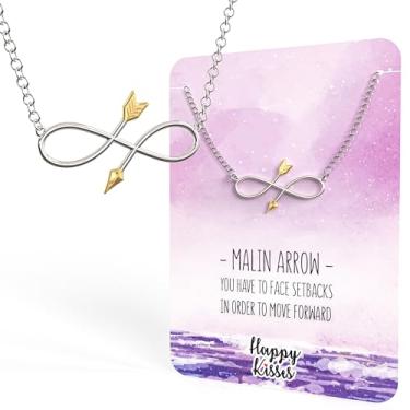 Imagem de Happy Kisses Colar Malin Infinity Arrow – símbolo de força e resiliência – Cartão de presente com mensagem "You Have To Face Setbacks In Order To Move Forward", 18", Metal, Sem Pedra Preciosa