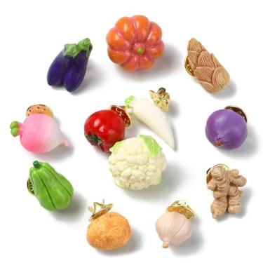 Imagem de UR URLIFEHALL 16 peças, 16 estilos, emblemas vegetais, resina, lapela, alfinete, batata, tomate, pimenta, broche para roupas, suéter, cachecol, chapéus, artesanato