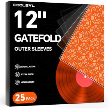 Imagem de Mangas externas de vinil Gatefold de 25 quilates - mangas protetoras de disco de 30,5 cm, capas premium para capa de álbum, mangas de vinil para armazenamento de discos LP, visualização instantânea de