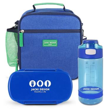 Imagem de Conjunto Lancheira Térmica Com Pote P/ Lanche 450ml E Garrafa 550ml Azul