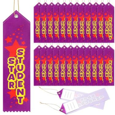 Imagem de Wavwavw 100 fitas de prêmio de estudante estrela a granel 20 x 5 cm fitas de prêmios com cartão de evento e cordão de prêmio presente para torneios competições festa sala de aula casa estudo
