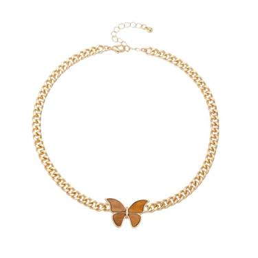 Imagem de Unurgoonit Colar com pingente de trevo de aço inoxidável banhado a ouro 14K, corrente ajustável, pingente de vidro verde, durável e leve, Metal, Sem Pedra Preciosa