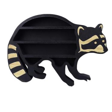 Imagem de Zerodis Crystal Display Plataforma Requintada Design de Guaxinim para Exibição de Pedra No Quarto e No Escritório, Material de Compensado 13.8in Long 9,1in High (3 níveis) para Decoração Espiritual