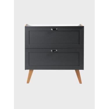 Imagem de Gabinete para Banheiro 80cm Retro Mdf Grafite Milano - On Móveis