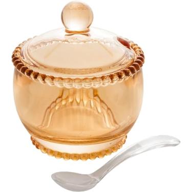 Imagem de Açucareiro de Cristal com Colher Âmbar Metalizado 10cm x 11cm