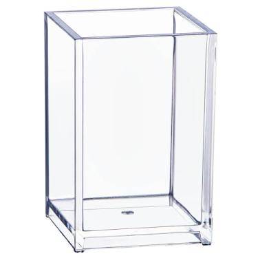 Imagem de Dayaanee Organizador de pincéis de maquiagem de acrílico, suporte de lápis transparente, suporte de batom, 6 x 6 x 9 cm, cubo quadrado de armazenamento para banheiro, joias, acessórios, suporte de