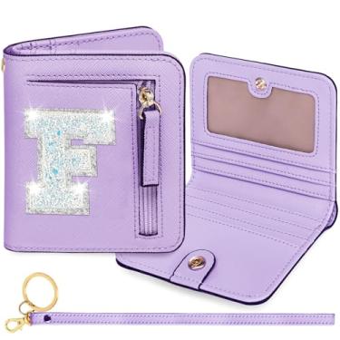 Imagem de YQE Carteira com inicial RFID para meninas pequenas, presentes na moda, aniversário, Natal, meia ideia de presente para adolescentes, filha, neta, sobrinha, 6, 7, 8, 9, 10, 11, 12, 13 anos, Roxa, F