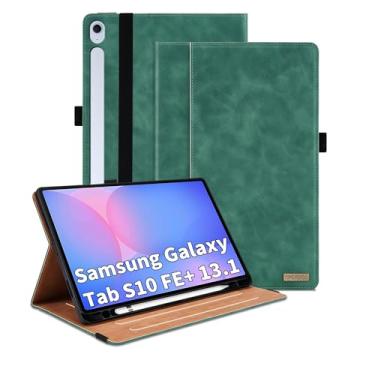 Imagem de TIPOYOROOS Capa para Samsung Galaxy Tab S10 FE Plus 13,1 polegadas 2025 (SM-X620/SM-X626B) Capa inteligente de visualização multiângulo com bolso, couro PU executivo com compartimento para cartão