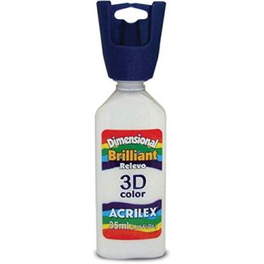 Imagem de Acrilex Dimensional 3D Color Brilliant Pinte com Efeito de Relevo, Branco, 35ml