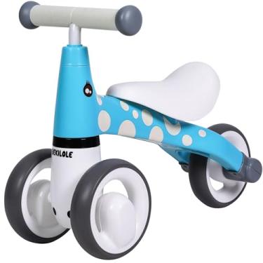 Imagem de Kinderland Toys Bicicleta de Equilíbrio Bebê 12 Meses | Presente 1 Ano Menina ou Menino | Estampa de Girafa Rosa ou Azul | Bike Sem Pedal Silenciosa | Brinquedo Educativo Infantil 1-2 Anos