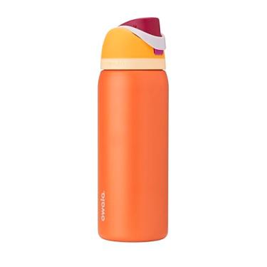 Imagem de Owala FreeSip Garrafa de água de aço inoxidável isolada com canudo para esportes, viagens e escola, garrafa de água esportiva sem BPA, 946 ml, Citrus Crush