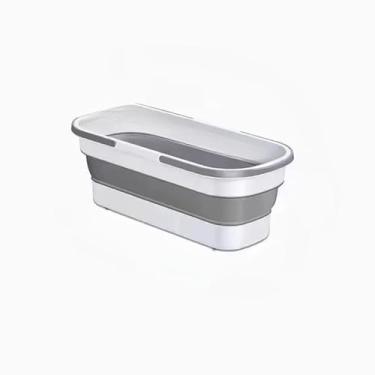 Imagem de Balde Retrátil Multiuso Para Limpeza Com Rodas Branco 15l (Cinza)