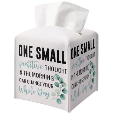 Imagem de Organizador de papel facial de couro, capa de caixa de lenços quadrada com fundo de cinto, ideias inspiradoras de presente para colegas de trabalho, uma pequena decoração de pensamento positivo para