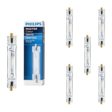Imagem de 6 Lâmpada Palito 70w Vapor Metálico Philips 3000k RX7S 94v