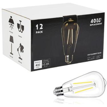 Imagem de Lâmpada LED WinSaled Edison ST19 4W 5000K 400lm E26, pacote com 12