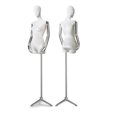 Imagem de Mannequin Manequins de varejo com bases triangulares, altura ajustável de 60,62 a 78,74 pol., braço e dedos galvanizados removíveis(White)