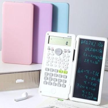 Imagem de Calculadora Científica Digital com Tela LCD Dupla Display para Anotações Caneta Inclusa para Estudantes e Profissionais (Branco)