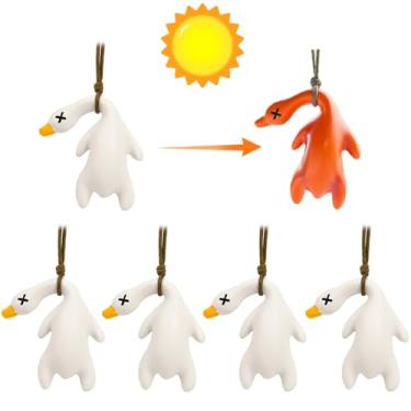 Imagem de Pato uv que muda de cor pendurado pingente de carro engraçado fofo pato assado ultravioleta temperatura descoloração pato retrovisor