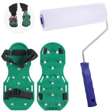 Imagem de Kit de rolos e sapatos, rolo pontiagudo de 23 cm com de ponta, rolo de concreto autonivelante, conjunto de ferramentas de ponta de piso epóxi, remoção de bolhas de ar para composto