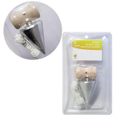 Imagem de Prumo de pedreiro de metal com fio de algodao 3m 300g na cartela - RIO