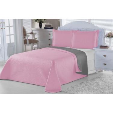 Imagem de Cobre leito dueto queen 03  dupla face - Aquarela Enxovais, Rosa-Cinza