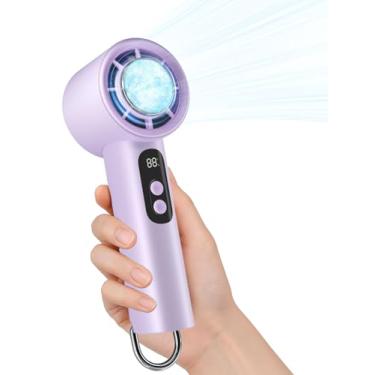 Imagem de Romanjoy Ventilador portátil portátil com refrigerador de gelo, ventilador pessoal recarregável turbo ajustável de 1-100 velocidades com visor digital, mini ventiladores para acampamento ao ar livre