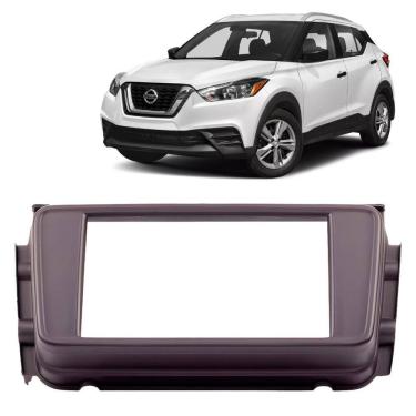 Imagem de Moldura Painel Central 2 Din Som Dvd Kicks 2016 à 2021 Preto Fosco