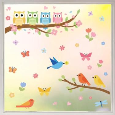 Imagem de Peacoblue Adesivo de janela dupla face para janelas de carro de vidro grandes, 1 folha realistas vasos de plantas 120 cm x 30 cm à prova d'água removível para decoração de sala de aula de escritório