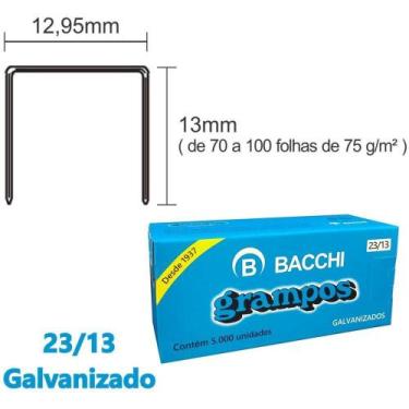 Imagem de Grampo para Grampeador 23/13 Galvanizado - 5000 Grampos - Bacchi