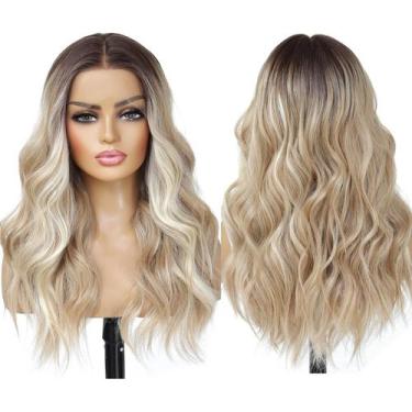 Imagem de Peruca LuxeMelan Ash Blonde Balayage Blonde 50 cm Natural Ondulada