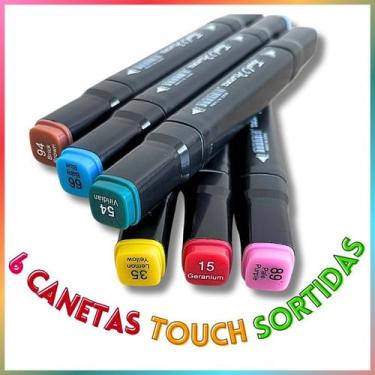Imagem de Kit 6 Cores de Canetinhas Touch Marcadoras intensas e duradouras Ponta
