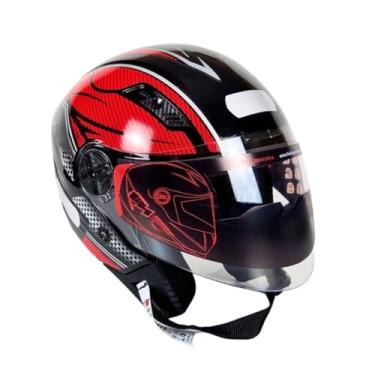 Imagem de Capacete Moto Masculino Open Face Preto Vermelho Tamanho