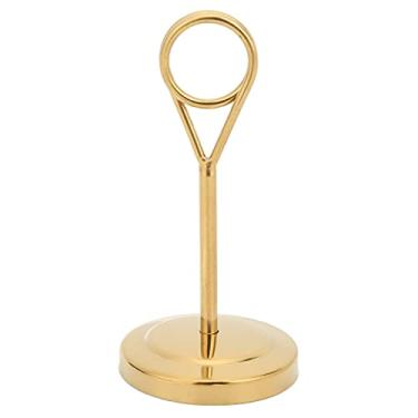Imagem de Pssopp Suporte de número de mesa dourado moderno porta-números de mesa de metal suporte de foto menu clipes de notas para restaurantes e casamentos (PP)
