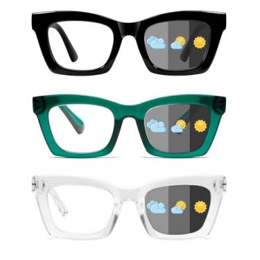 Imagem de Hubeye Óculos de leitura fotocromáticos para mulheres UV400 óculos de sol para computador anti luz azul + 2,25