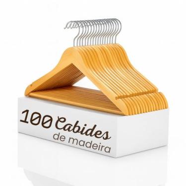 Imagem de Kit Cabides Adulto de Madeira Reforçado com Gancho Giratório - Brinq L