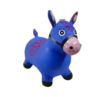Imagem de Cavalinho Pula Pula Infantil Grande com Som e Luzes, Inflável, Borracha Resistente- QH Shopp (Azul, 0)