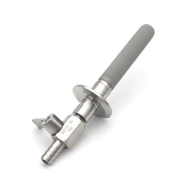 Imagem de Pedra De Carbonatação SS316L, Fêmea NPT De 1/4" E Braçadeira Tripla, Filtro De 2μm, 50,5 Mm, Entrada De Gás Oxigênio Para Cerveja Artesanal, 1 Peça - Resistência Superior À Corrosão(8 inch with valve)