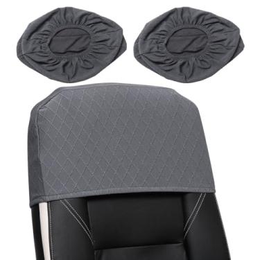 Imagem de Buenanir Capa elástica para encosto de cabeça para cadeira de escritório, capa para encosto de cabeça jacquard para cadeiras de escritório, protetor de móveis antiderrapante para cadeiras de