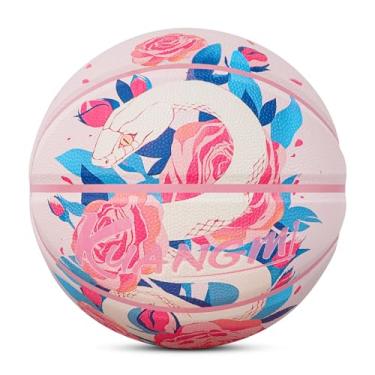 Imagem de Kuangmi Bola de basquete Rose Snake, couro PU premium, tamanho masculino padrão 7 75 cm, feito para uso interno e externo