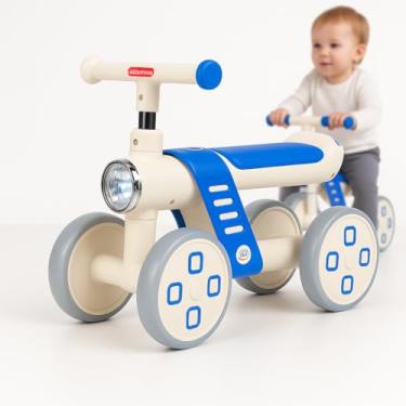 Imagem de Bicicleta Equilíbrio Bike Sem Pedal Infantil Bebe 4 Rodas Brinquedo Com Luzes (Azul)