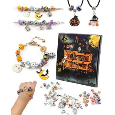 Imagem de XMTYQ Pulseira com pingente de tesouros de Halloween, 2025 Nova pulseira de pingente de Halloween Calendário do Advento com caixa de calendário de contagem regressiva de 20 dias, pulseira faça você