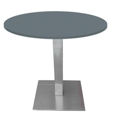 Imagem de Mesa Quadrada Alpha Inox Prata 73,50 Cm (altura) Tampo Mdp Redondo 80 Cm Grafito (larg)