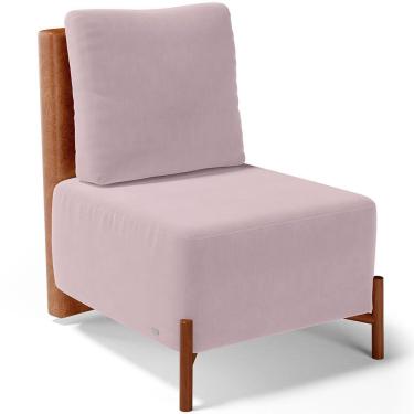 Imagem de Poltrona Decorativa Sala de Estar Living Pés Madeira Hungria L02 Couríssimo Camel Suede Rosê - Lyam