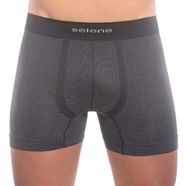 Imagem de Cueca boxer listrada sem costura selene, G, Preto